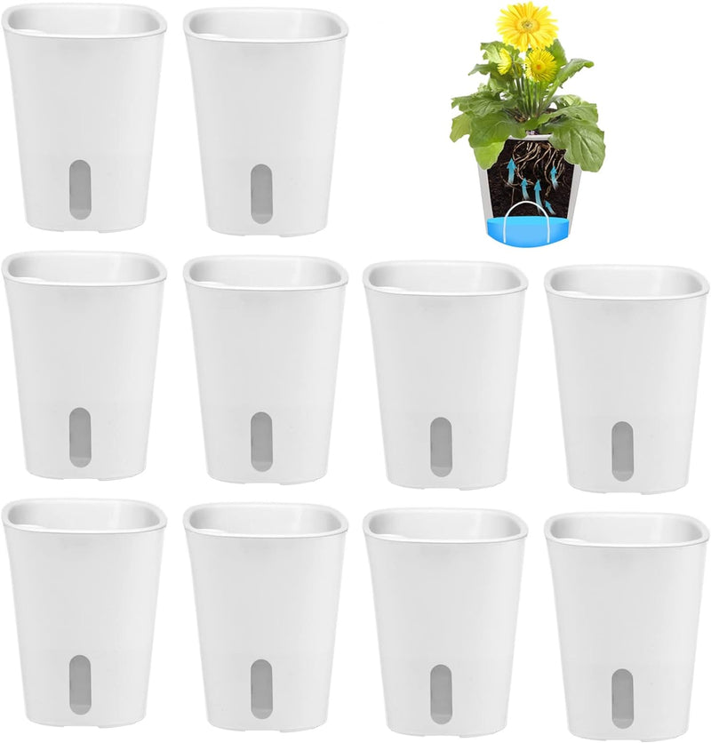 GDWD 10er Set Selbstwässernder Blumentopf, Selbstbewässerung Topf mit Wasserstandsanzeiger, Bewässer