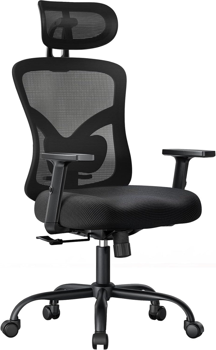 NOBLEWELL Bürostuhl Ergonomisch mit Stummrädern, Schreibtischstuhl mit Wippfunktion & verstellbare H