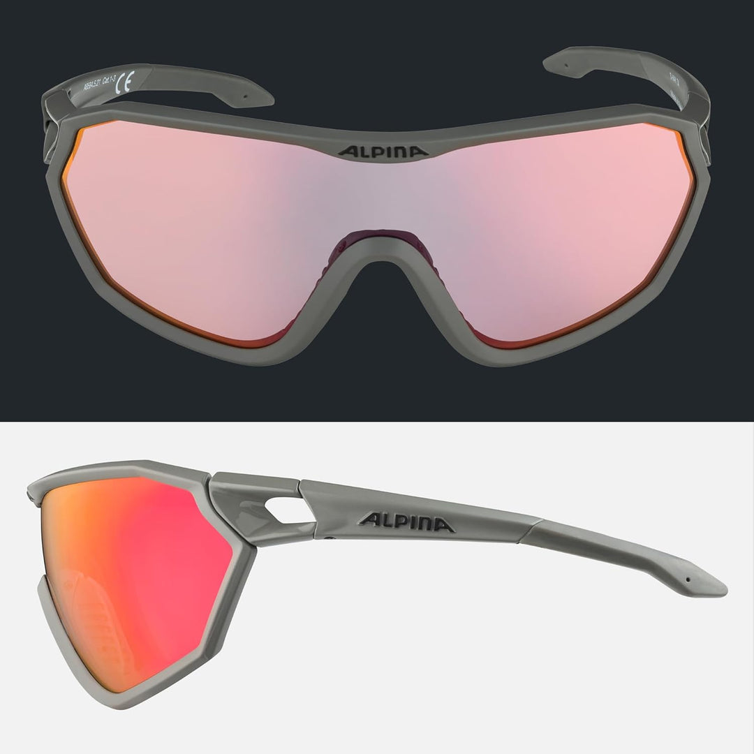 ALPINA S-WAY QV - Kontrastverstärkende, Selbsttönende & Beschlagfreie Sport- & Fahrradbrille Mit 100