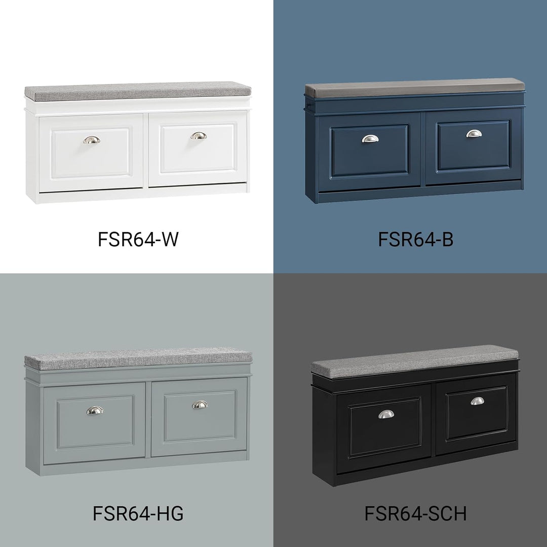 SoBuy Schuhbank mit Sitzfläche Sitzbank mit Stauraum und 2 Klappen, schmaler Schuhschrank mit Sitzba