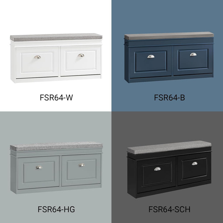 SoBuy Schuhbank mit Sitzfläche Sitzbank mit Stauraum und 2 Klappen, schmaler Schuhschrank mit Sitzba