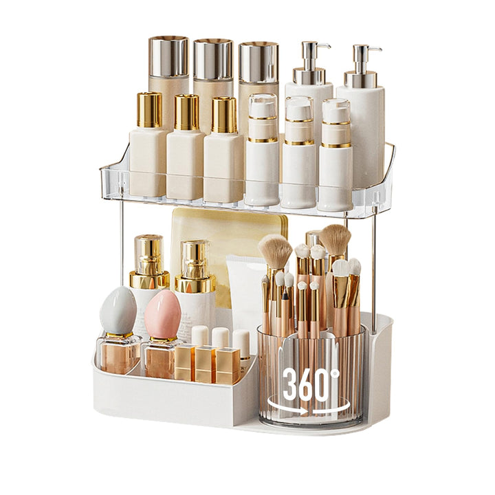 DASITON Make Up Kosmetik Organizer, 360° drehbarer Make Up Pinsel Organizer, Schmink Aufbewahrung fü