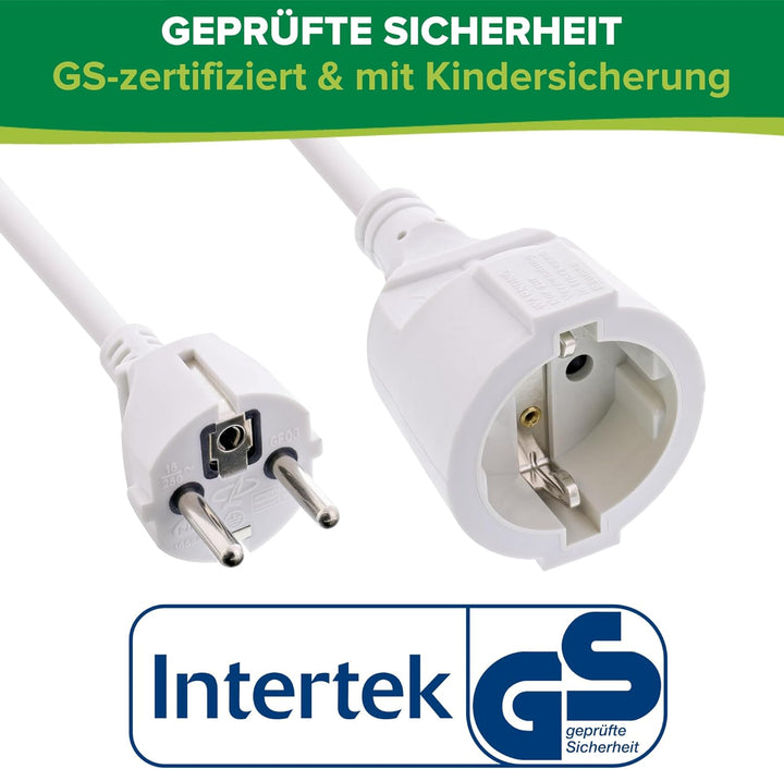 InLine Schutzkontakt-Verlängerungskabel CEE 7/7 für Innenbereich, GS-zertifiziert mit Kinderschutz,