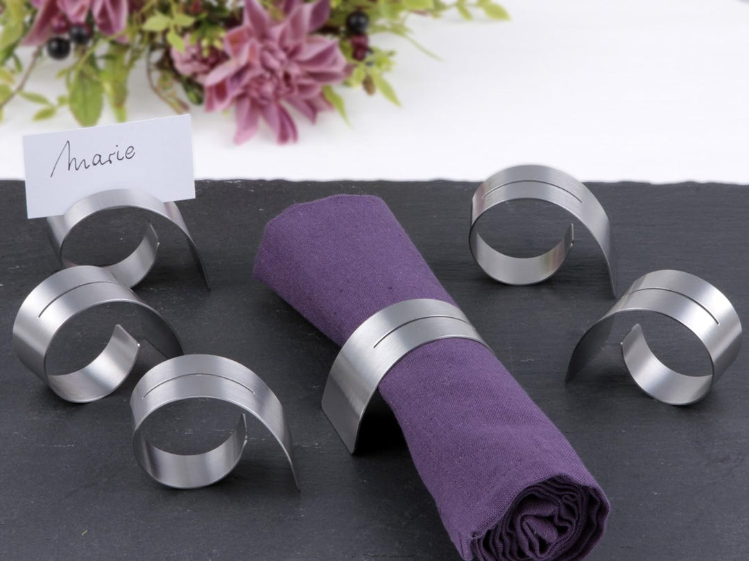 chg Profi Platzteller-Set, 6er inkl. 6 Serviettenringen mit prakt. Schlitz, Edelstahl, Silber, 6 Stü