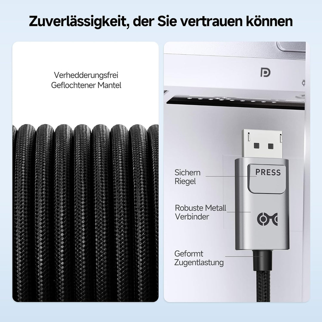 Cable Matters bidirektionales USB-C auf DisplayPort 2.1 Kabel, DP40, 3m, 3m
