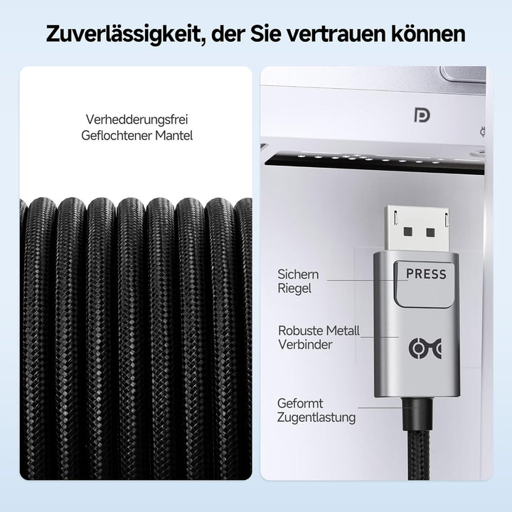 Cable Matters bidirektionales USB-C auf DisplayPort 2.1 Kabel, DP40, 3m, 3m