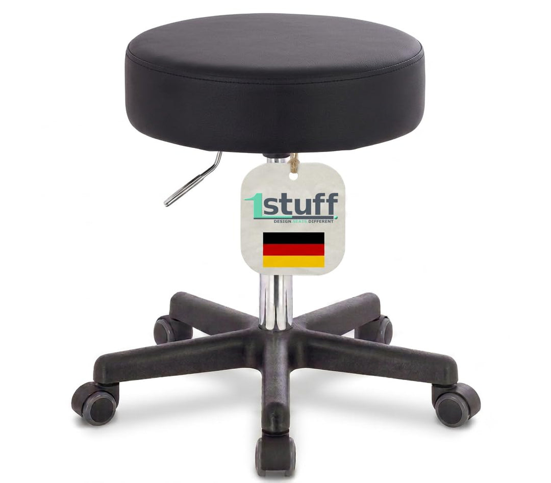 1stuff® XL Profi Rollhocker höhenverstellbar - 40 cm Sitzbreite - Sitzhöhe bis knapp 70cm - Arzthock