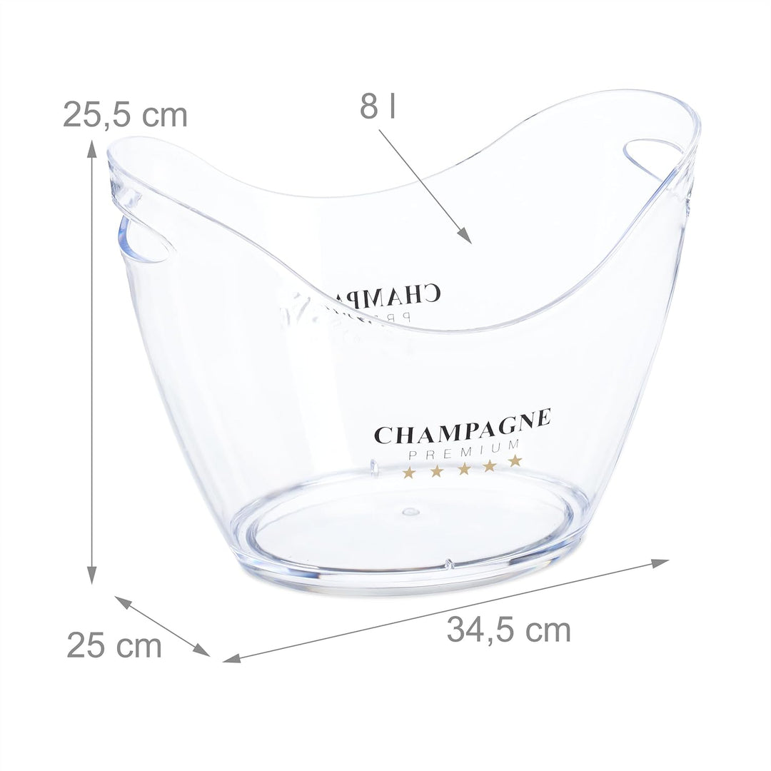 Relaxdays Eiseimer, Getränkeschale mit Griffen, 8 l, Flaschenkühler für Sekt, Champagner & Wein, Kun