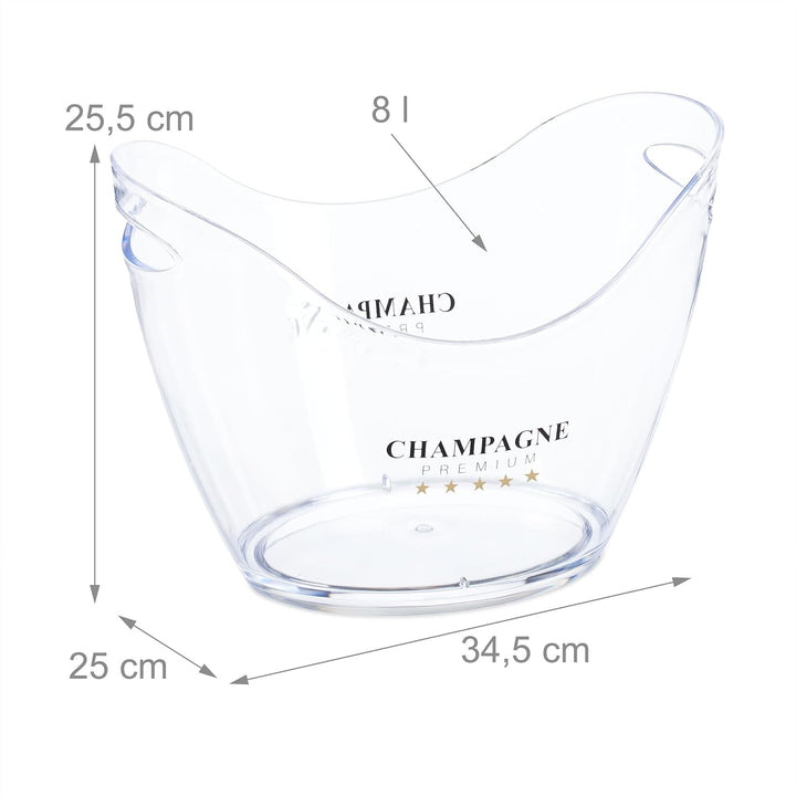 Relaxdays Eiseimer, Getränkeschale mit Griffen, 8 l, Flaschenkühler für Sekt, Champagner & Wein, Kun