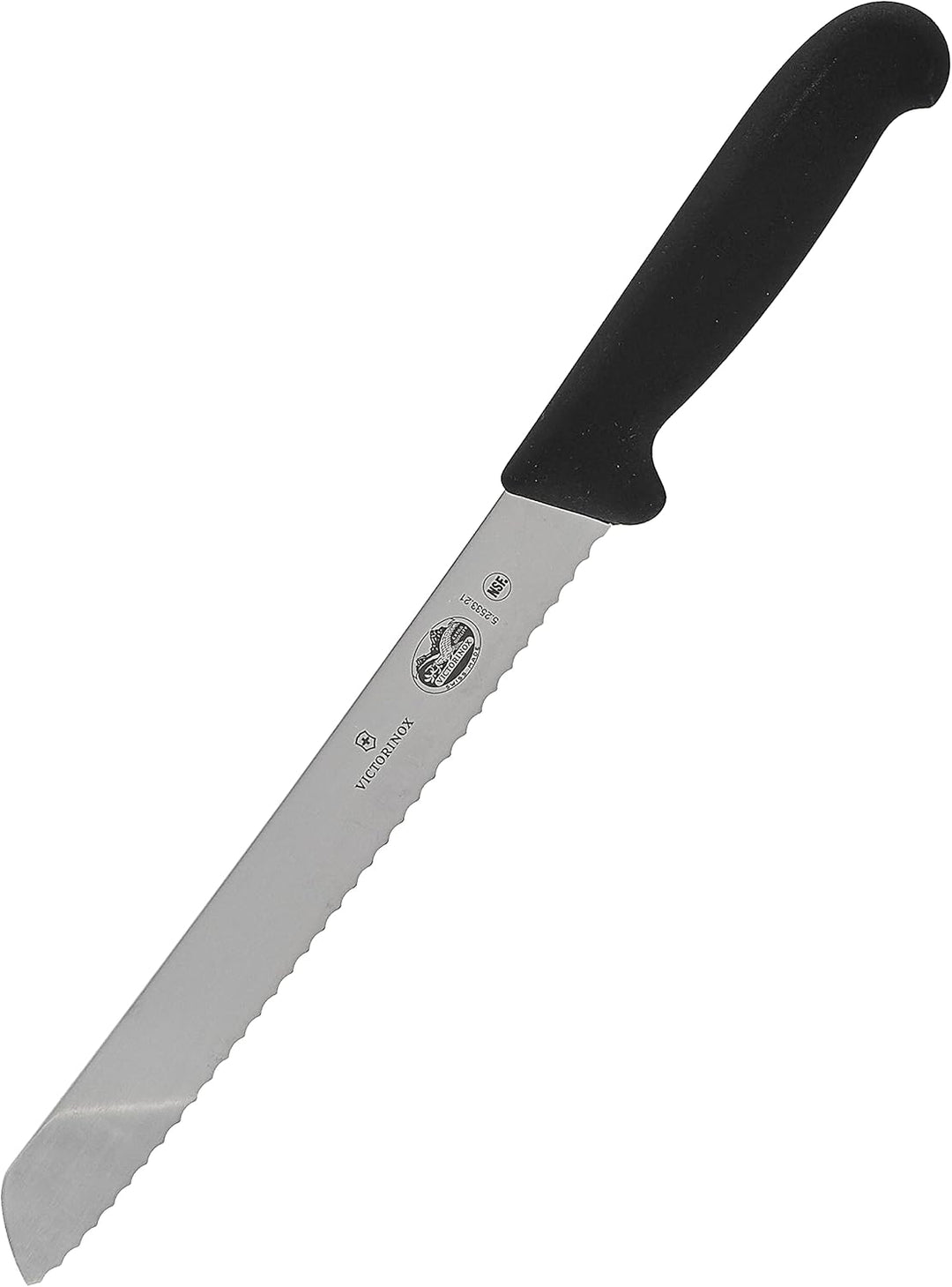 Victorinox Fibrox Brotmesser mit Wellenschliff, Scharfes Küchenmesser für Kuchen und Backwaren, 21 c