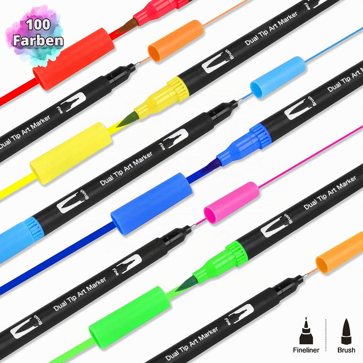 wonsar Dual Brush Pen Set, Filzstifte Dicke und Dünne für Kinder Erwachsene Pinselstifte Marker für