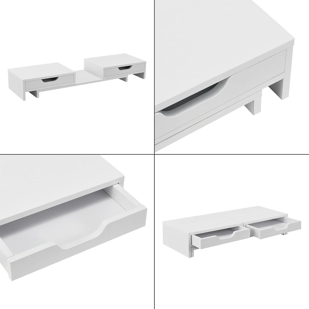 [en.casa] Monitorständer Marttila mit 2 Schubladen Monitorerhöhung 60x22x11cm Bildschirmerhöhung für