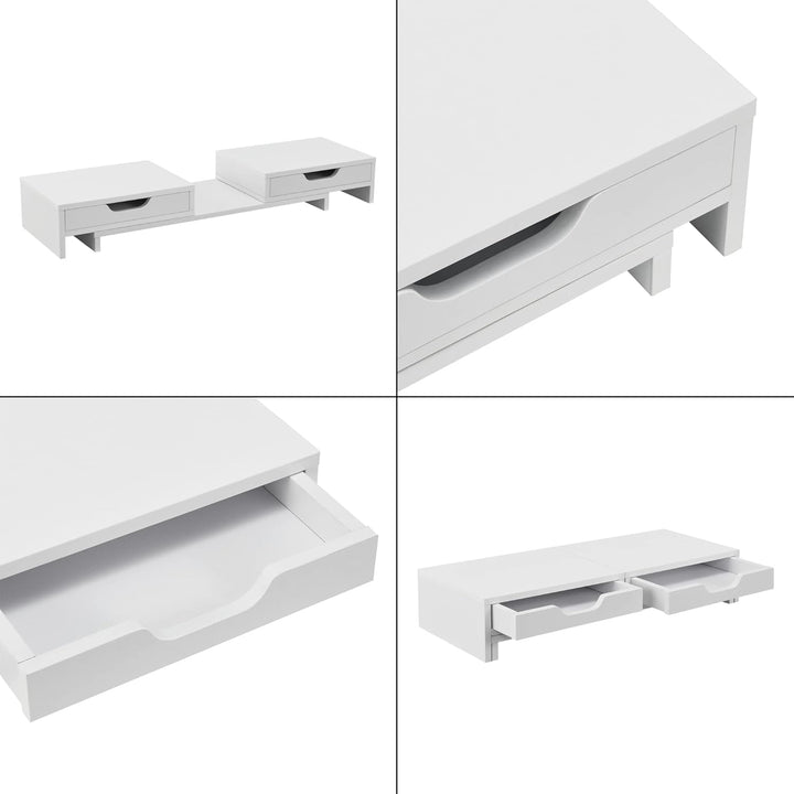 [en.casa] Monitorständer Marttila mit 2 Schubladen Monitorerhöhung 60x22x11cm Bildschirmerhöhung für