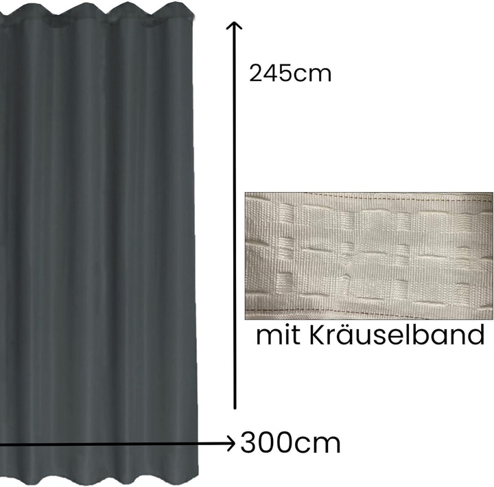 Cleanlevel EST 2016 Vorhänge Vorhang 300cm B x 245cm H Gardine Verdunkelungsvorhang Kräuselband Blic
