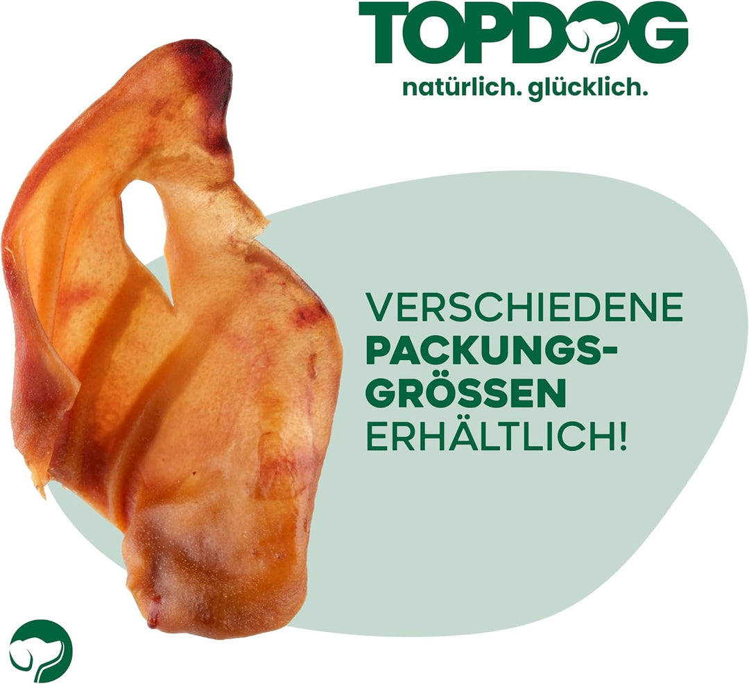 Top Dog Premium Schweineohren - aus Deutschland - 200 Stück (min. 8 KG) 200 Stück (1er Pack), 200 St