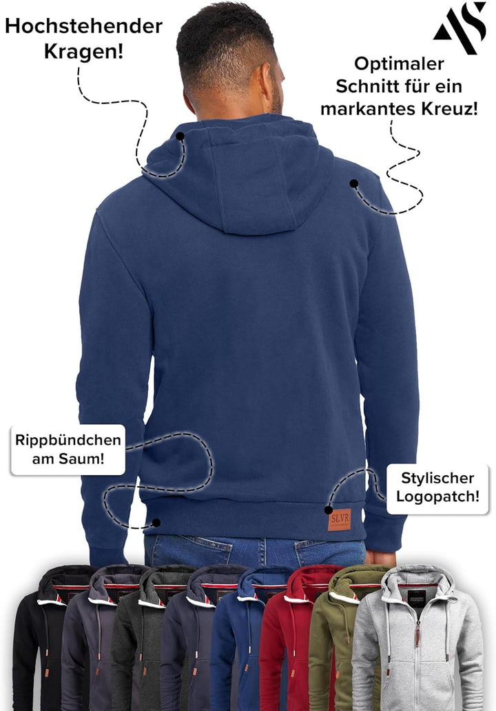ALESSANDRO SALVARINI Herren Sweatjacke (S-3XL) mit Kapuze - Leicht, Atmungsaktiv, Kapuzenpullover mi