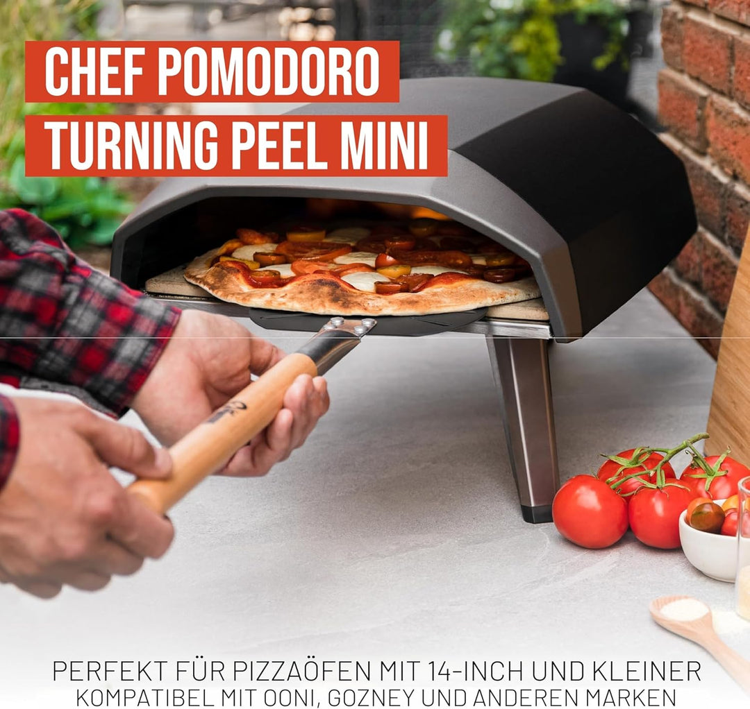 Chef Pomodoro Pizzaschieber – Pizzaschaufel – Pizza Schaufel Metall – Aluminium Pizzaschieber mit Ho