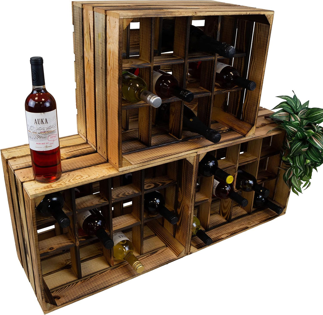 3 Stück Flaschenregal Henry 12er geflammt Weinkistenregal Kistenregal Weinkisten