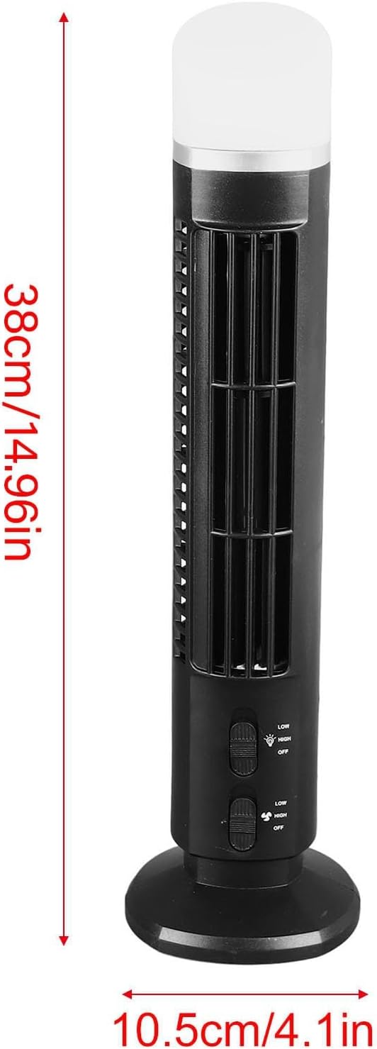 Qcwwy Turmventilator ohne Flügel, 90 Grad Oszillierend, 34 DB, Leise, Tragbarer USB-Tischventilator,