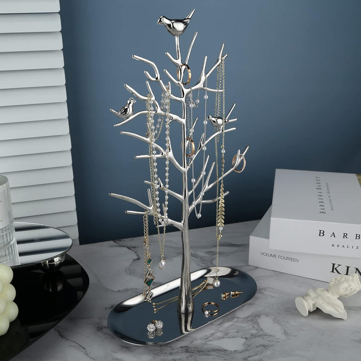 MORE&LESS Zweig Schmuckständer mit Metalltablett Farbe Luxus Baum Turm hängende Aufbewahrungsstücke
