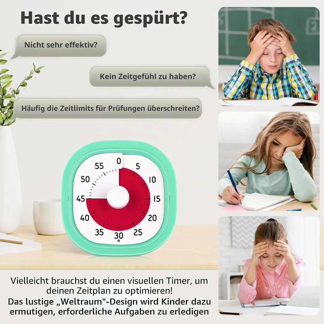 Visueller Timer Kinder mit mit Stummer Flash Funktion, 60-Minuten-Visual Timer für Kinder für Kinder