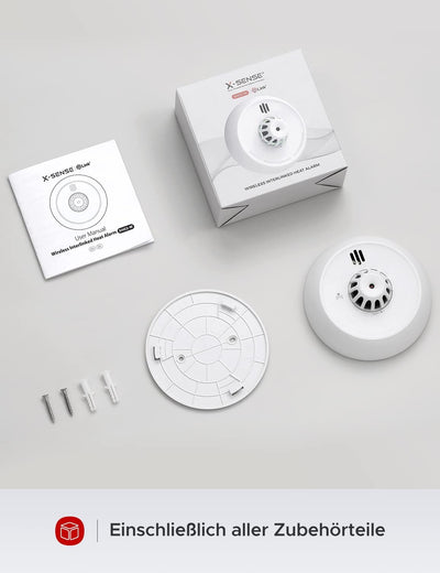 X-Sense funkvernetzter Hitzemelder mit versiegelter 10-Jahres-Batterie und einfacher Installation, W