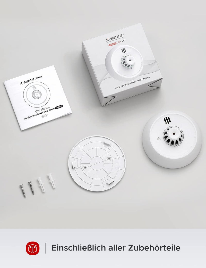 X-Sense funkvernetzter Hitzemelder mit versiegelter 10-Jahres-Batterie und einfacher Installation, W