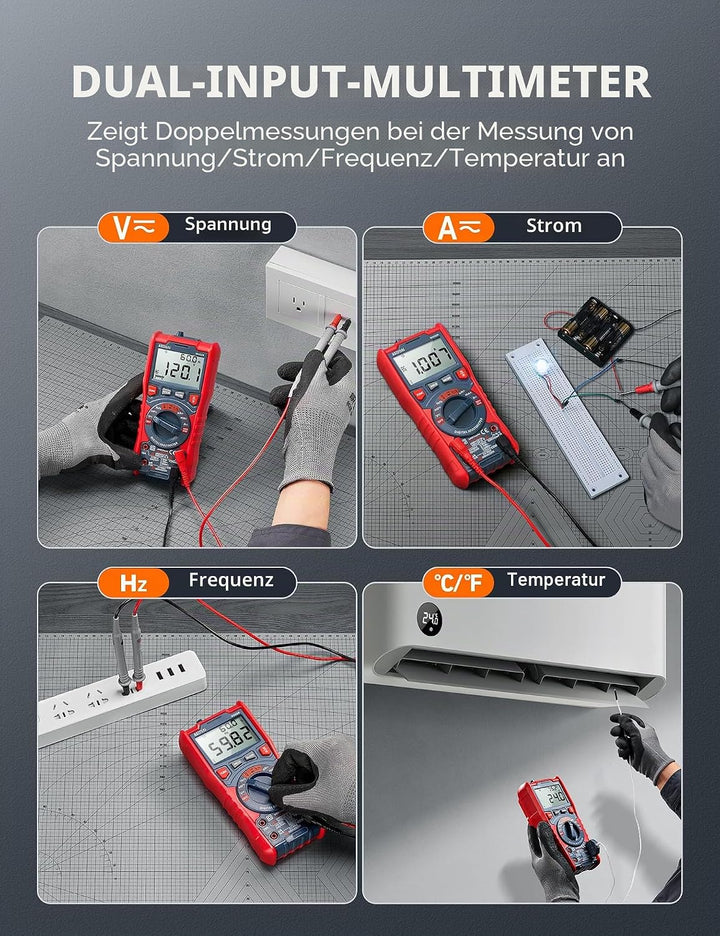 AstroAI Digital Multimeter mit NCV, True RMS Auto-Range 6000 Counts Spannungsprüfer Voltmeter, misst