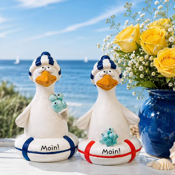 Pommerntraum® | 2er Set Dekomöwen Möwenfiguren Maritime Deko Möwen Vögel | Ostseedeko Nordseedeko Kü