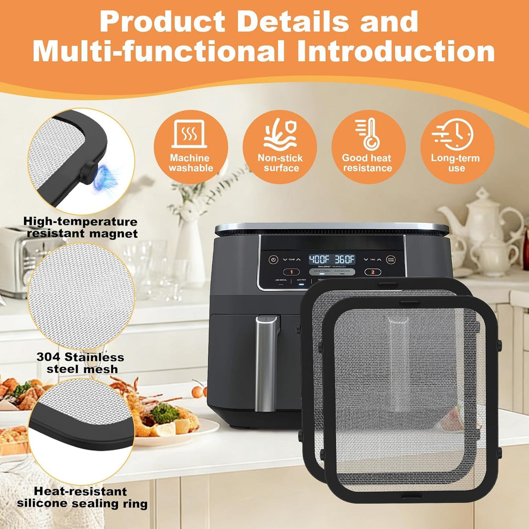 2 Stück Edelstahl Spritzschutz für Ninja Foodi Max Dual Zone AF400EU & AF451EU Heissluftfritteuse, M