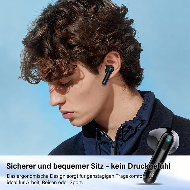 Bluetooth Kopfhörer in Ear Kopfhörer Kabellos Bluetooth 5.4, Schwarz | Hi-Fi Stereoklang, ENC Noise