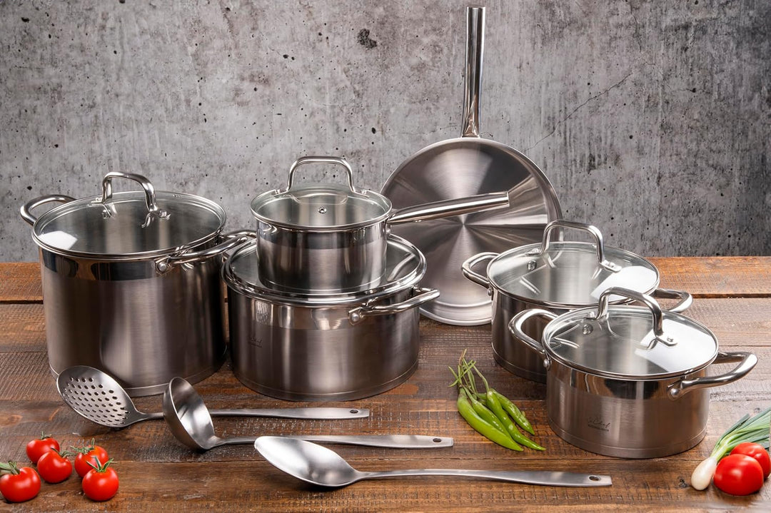 GALILEO SìChef Topfset, 15-teilig, Edelstahl 18/0, Induktion, Edelstahl