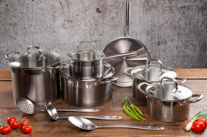 GALILEO SìChef Topfset, 15-teilig, Edelstahl 18/0, Induktion, Edelstahl