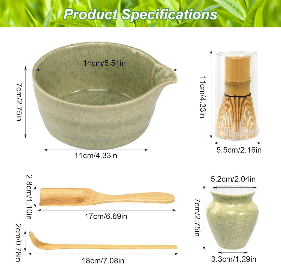 Matcha Set 5 Stück Matcha Tee Set mit Matcha Schale und Schneebesen, Matcha-Schaufel, Matcha Besen,