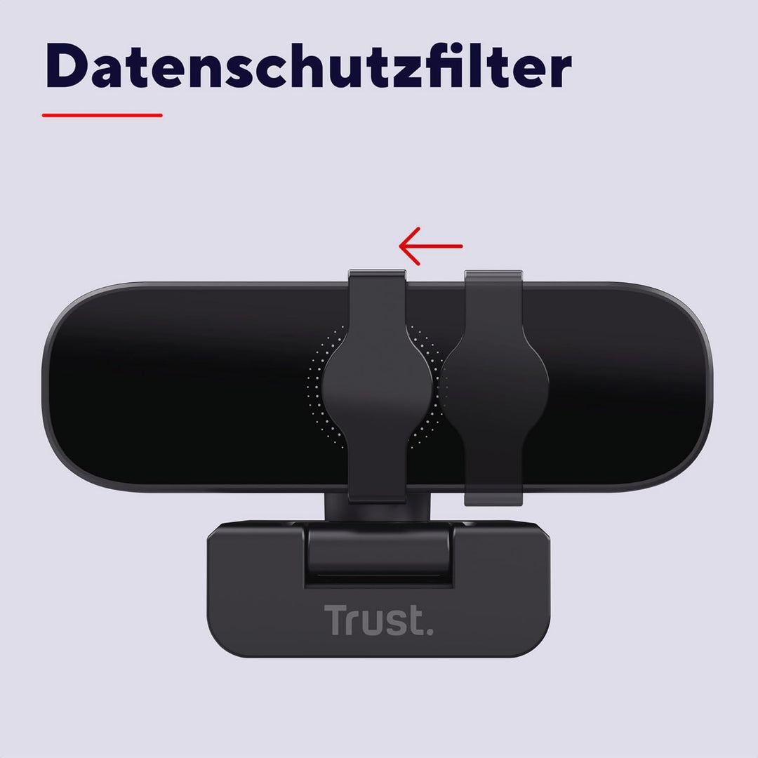 Trust Oran 1080p Webcam PC, Full HD USB Web Cam mit Blickschutzfilter, PC Kamera mit Mikrofon, Fixfo