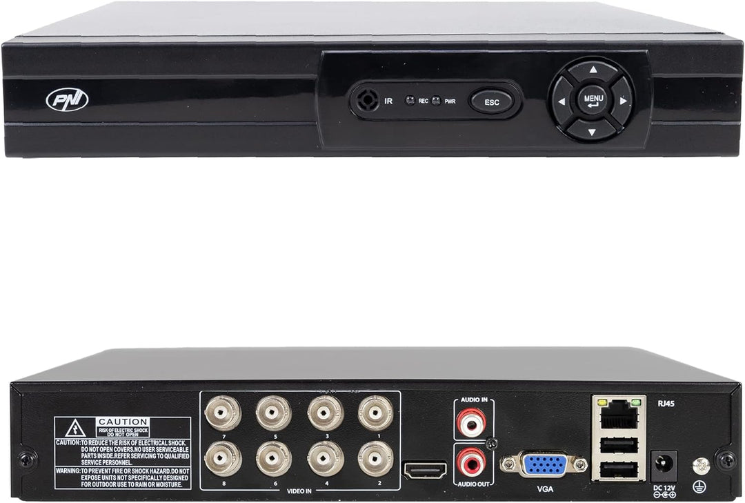 NVR Überwachungssystem Rekorder PNI House AHD880, 8 analoge Kanäle 4K-N oder 8 IP-Kanäle 5MP, H265+,