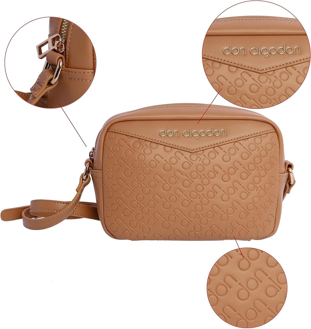 DON ALGODON Damen Lula Umhängetaschen, 21(ancho) x 8(Fondo) x 15(Alto) cm Beige, Beige