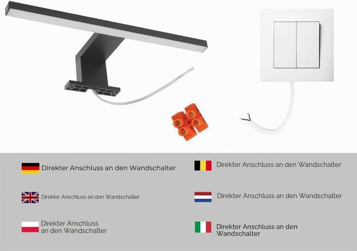 Weiss Badspiegel mit Beleuchtung 4000 K IP44 H:70 x B: 60 cm - Bathroom Mirror - Moderner Badezimmer