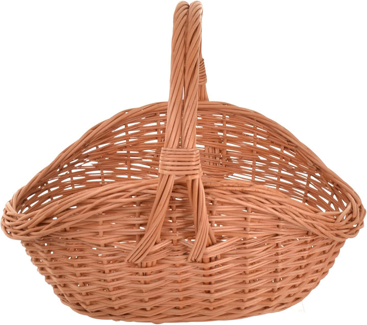 Geschenkkorb L mit Henkel, Weidenkorb Geflochten Natur, Präsentkorb für Geschenke und Ostern, 41 x 3