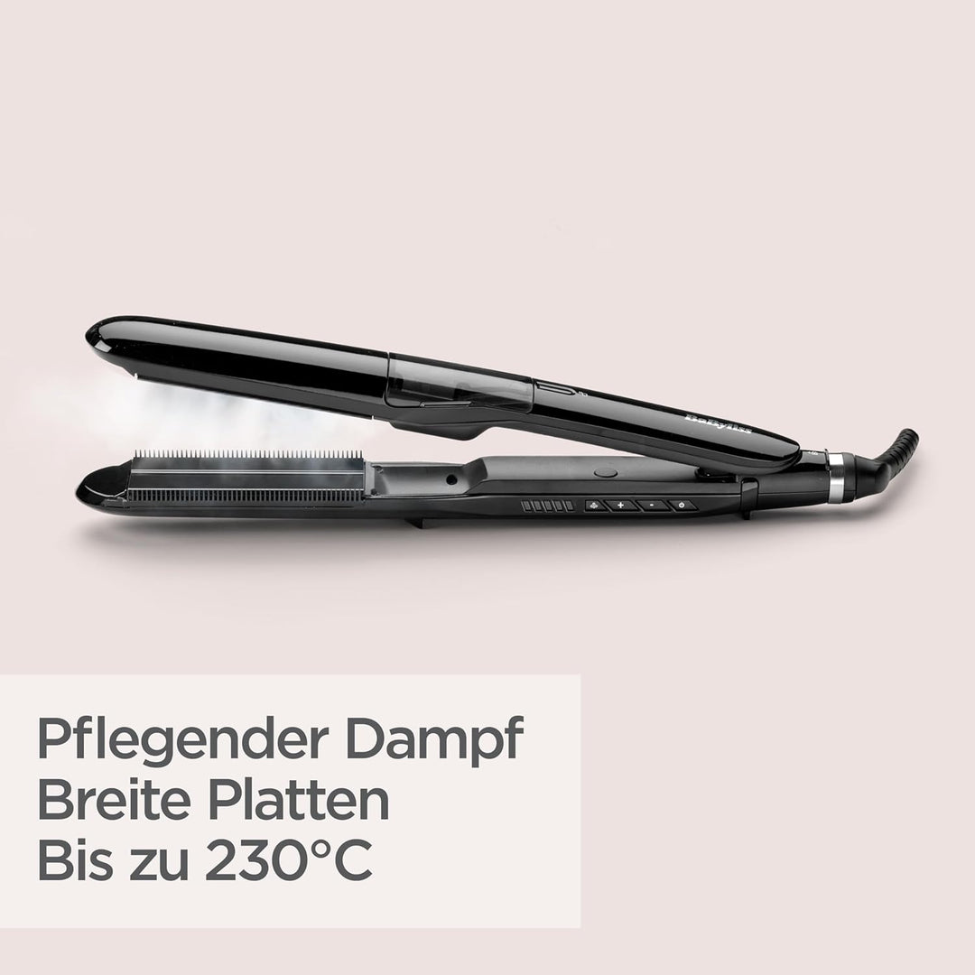 BaByliss Steam Straight, Glätteisen, Dampf-Glätteisen, für ultraglatte Haare, mit 5 Temperaturstufen