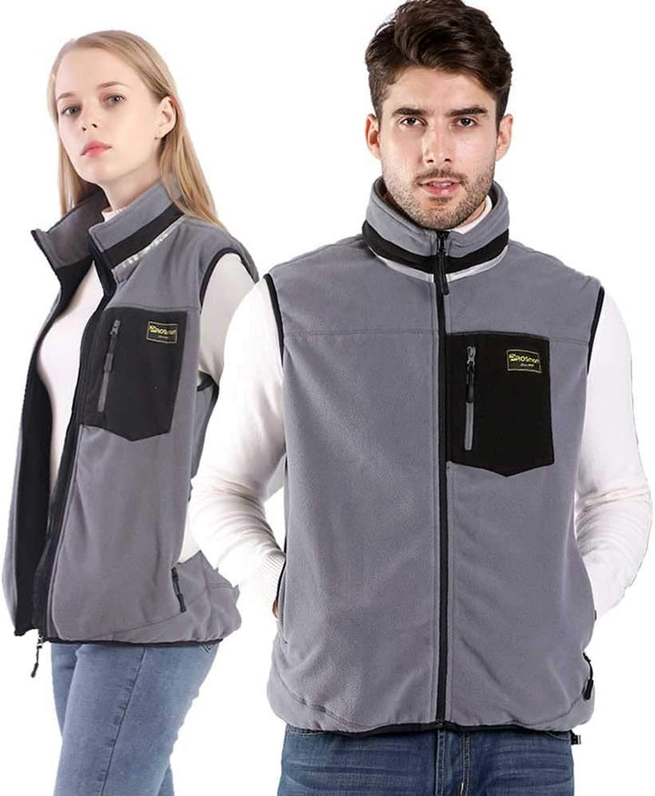 PROSmart Beheizbare Weste Leichtgewichts Fleece Beheizte Weste mit USB Akku, Unisex Grau M