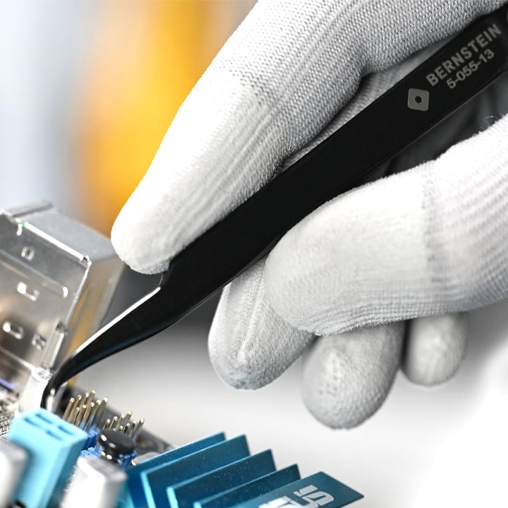 BERNSTEIN ESD SMD Universal Pinzette Präzision Edelstahl 120 mm – Ableitfähig zwischen 10^6 bis 10^9