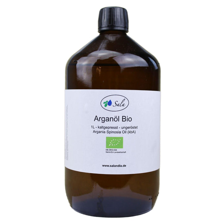 Sala Arganöl kaltgepresst ungeröstet food grade BIO 1 L 1000 ml Glasflasche Arganöl kaltgepresst bio