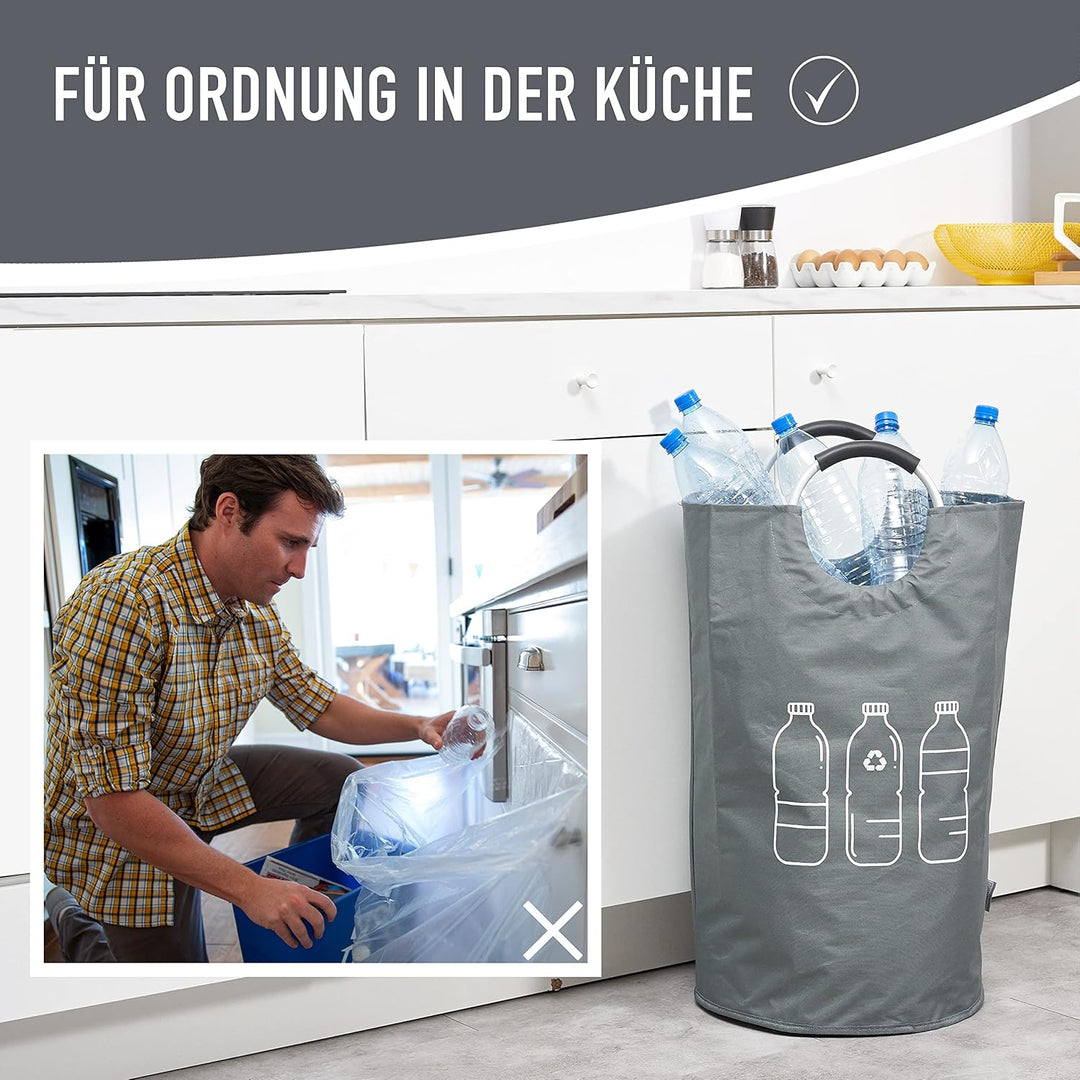 WELLENBORG® Faltbarer Pfandflaschen Sammelbehälter faltbar grau gross -Wasserdicht Flaschensammler g