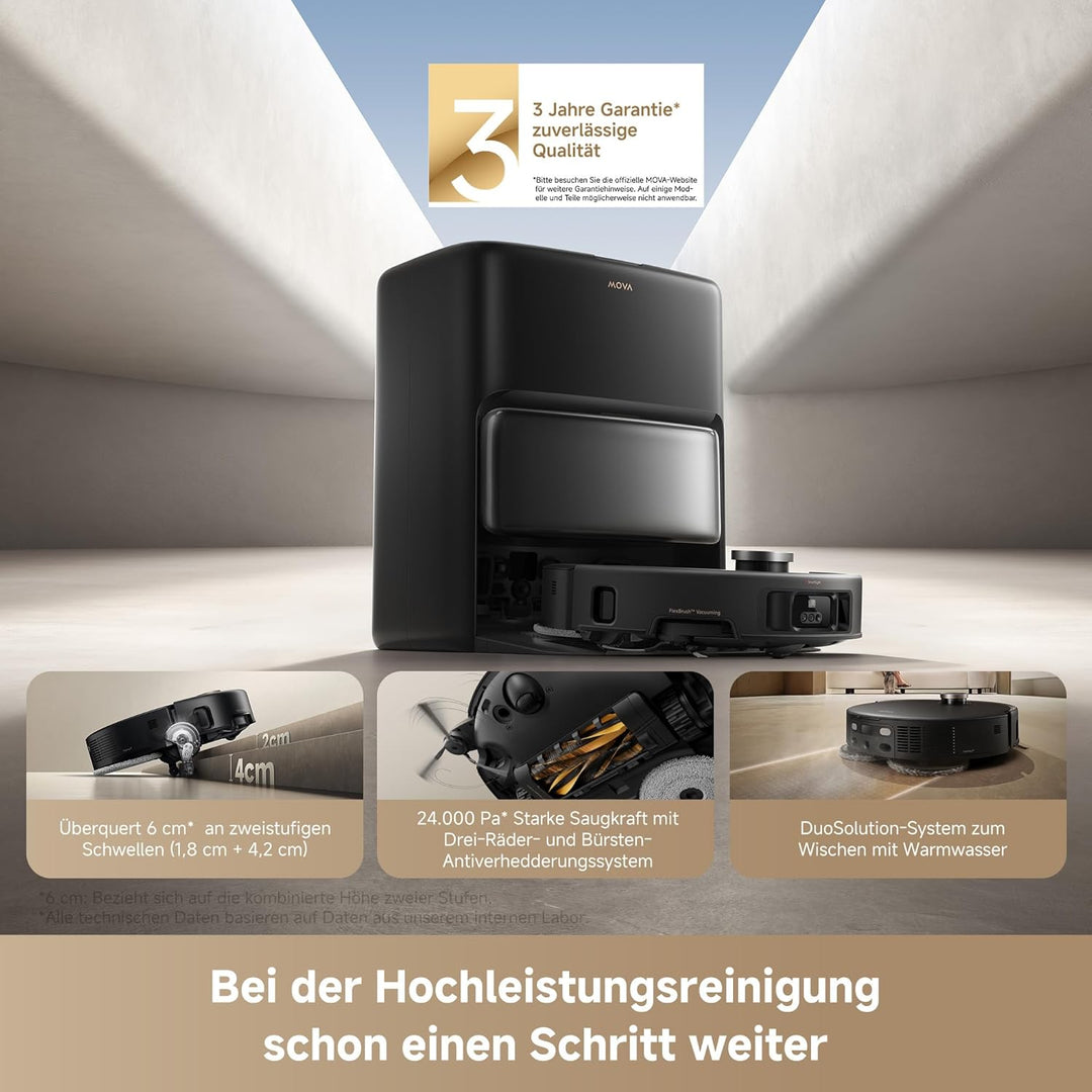 Mova V50 Ultra Complete Saugroboter mit Wischfunktion 24.000 Pa, 6cm Hindernisüberwindung, Liftable