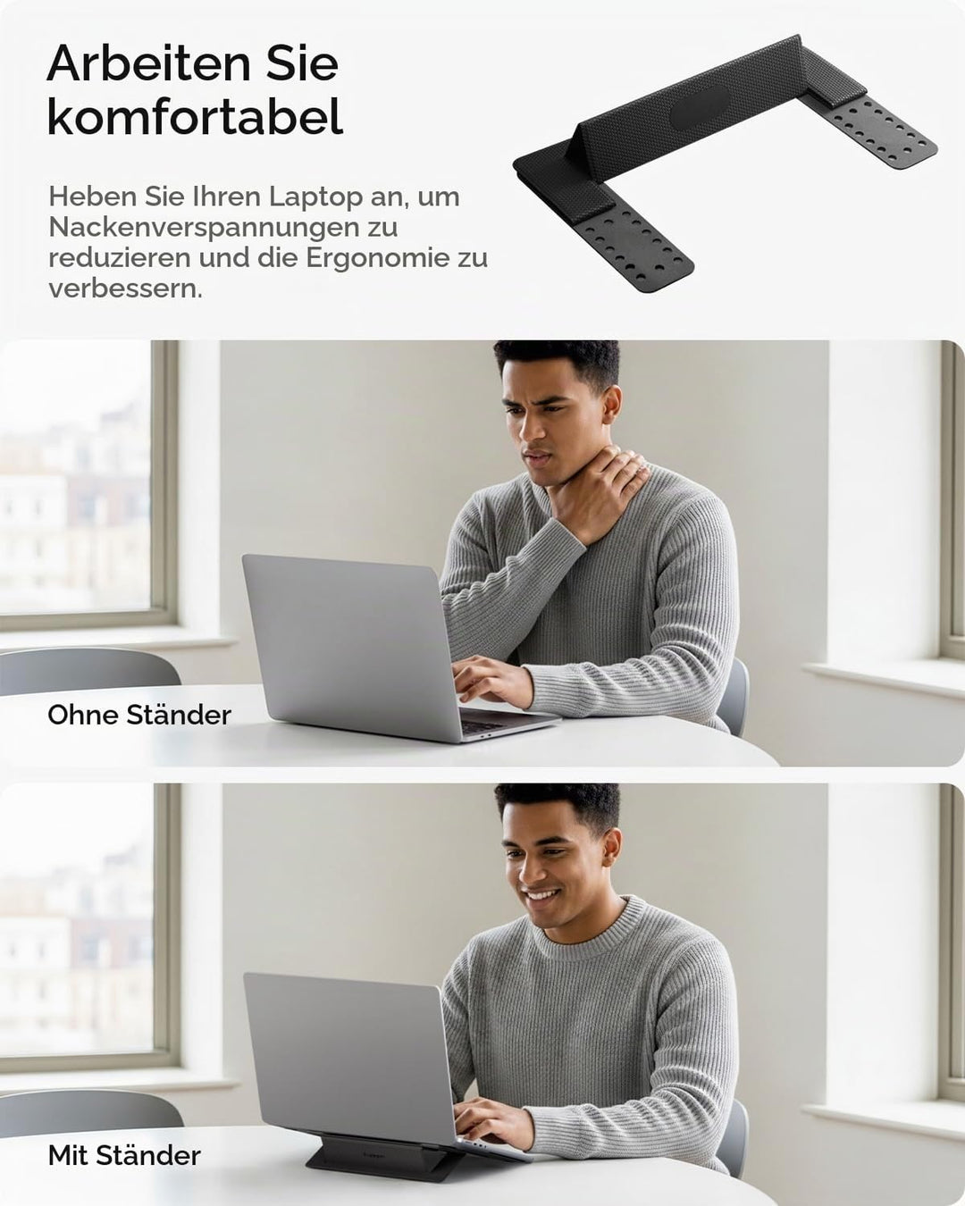 Spigen Slim Fold Laptop Ständer Höhenverstellbar, Selbstklebender Laptopständer, Faltbar und rutschf