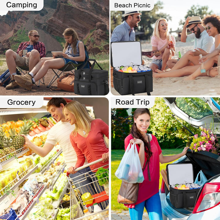 Hulongo Kühltasche Isoliert Kühltasche Wasserdicht Picknick Doppel-Thermotasche für Camping, Reisen,