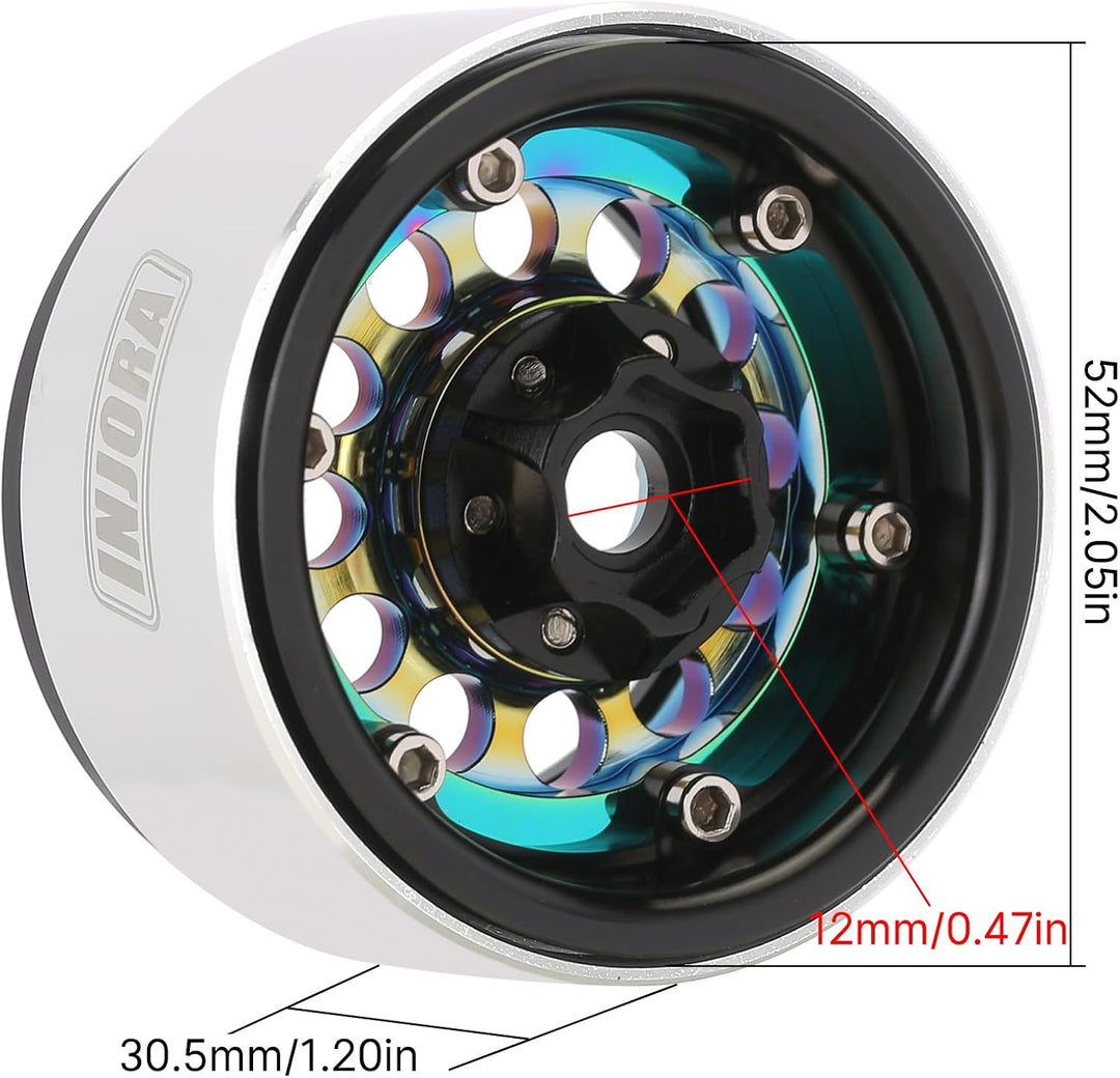 INJORA 1.9" Beadlock Felge - 153g Super Heavy Messing & Aluminium Deep Dish Felge für 1/10 RC Crawle