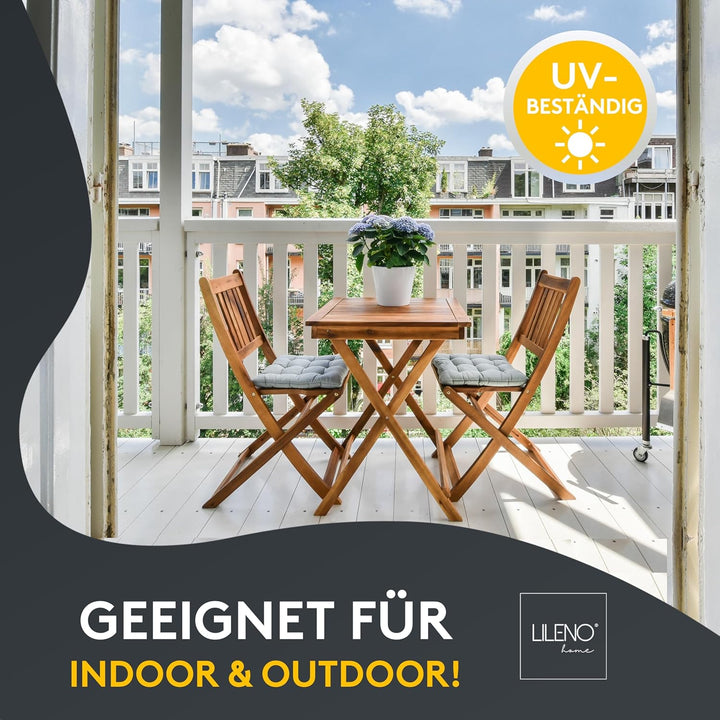 LILENO HOME 4er Set Stuhlkissen 01 Vanille (40x40x6 cm) - Sitzkissen für Garten, Küche oder Esszimme