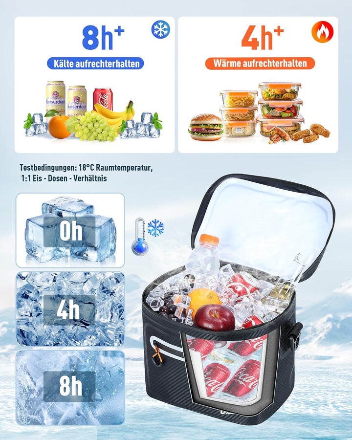 Kühltasche 7/14/24L - Isoliert & Wasserdicht | Tragbare Mini-Kühltasche mit Thermo-Iso-Schicht | Lei